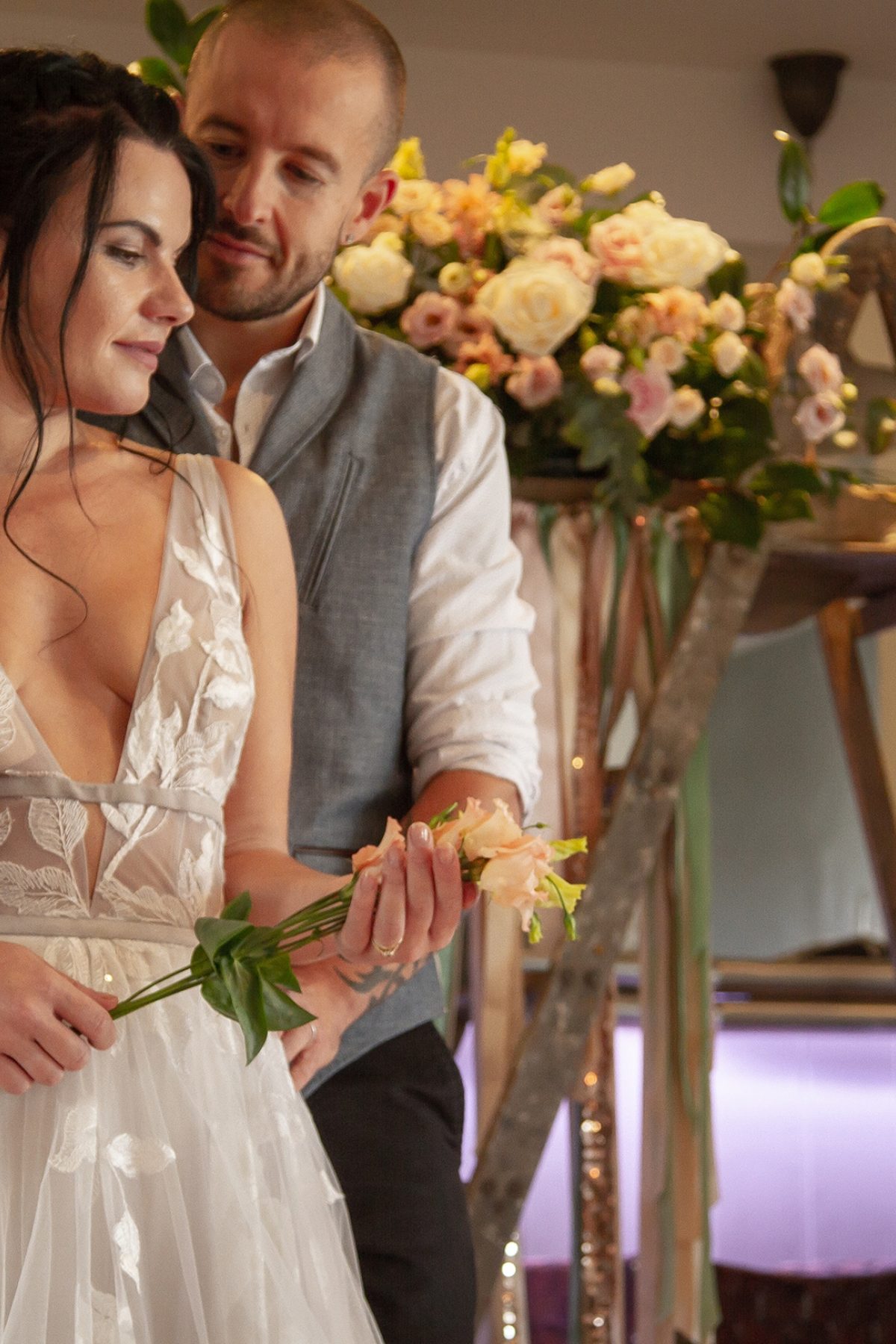 Bride and groom at the Gannet Inn
