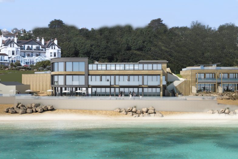 Carbis Bay Lodges from the sea.