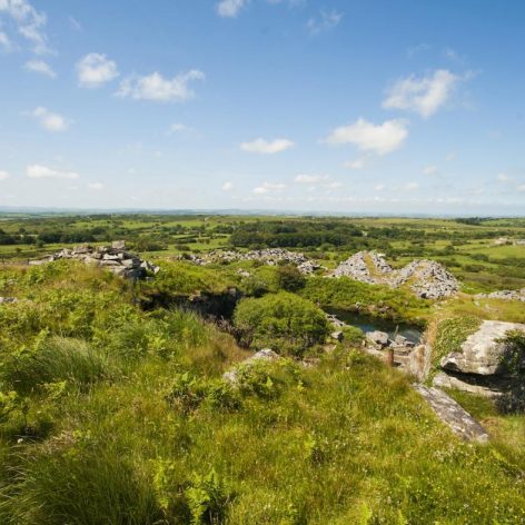 Green hills and blue skies at Bodmin Moor